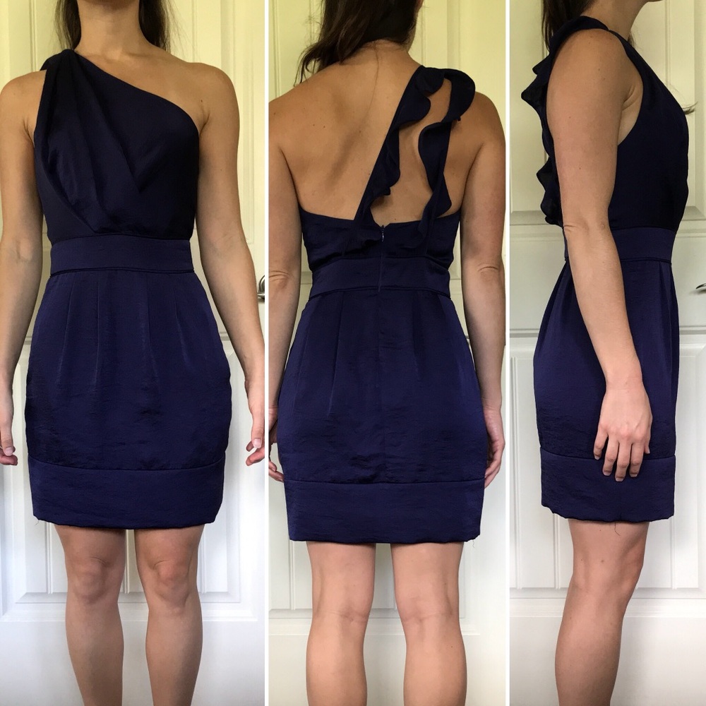 BCBGeneration one shoulder cocktail dress navy